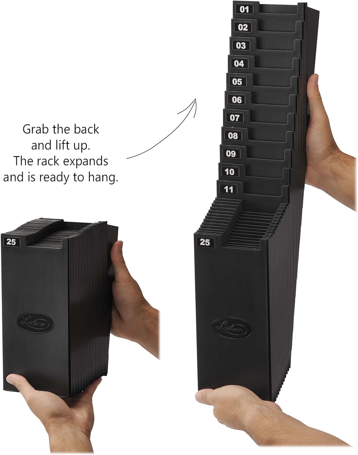 Lathem Time Card Rack Expandable System, 25 Pockets, Durable Construction with Mounting Hardware, Holds up to 9 Inch Cards