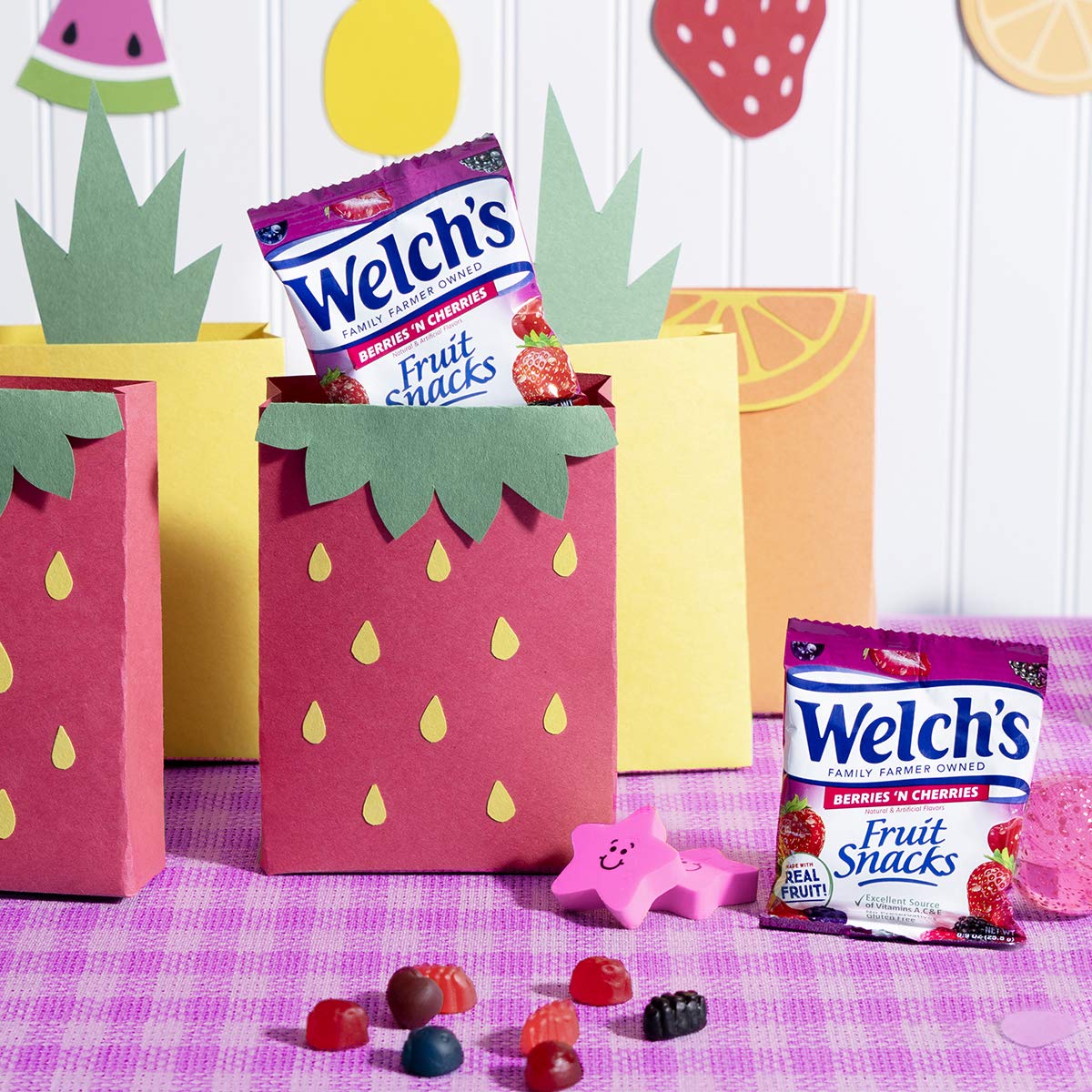 Welch's Fruit Snacks, Berries 'N Cherries, Individual Single Serve Bags, 0.8 oz (Pack of 40)