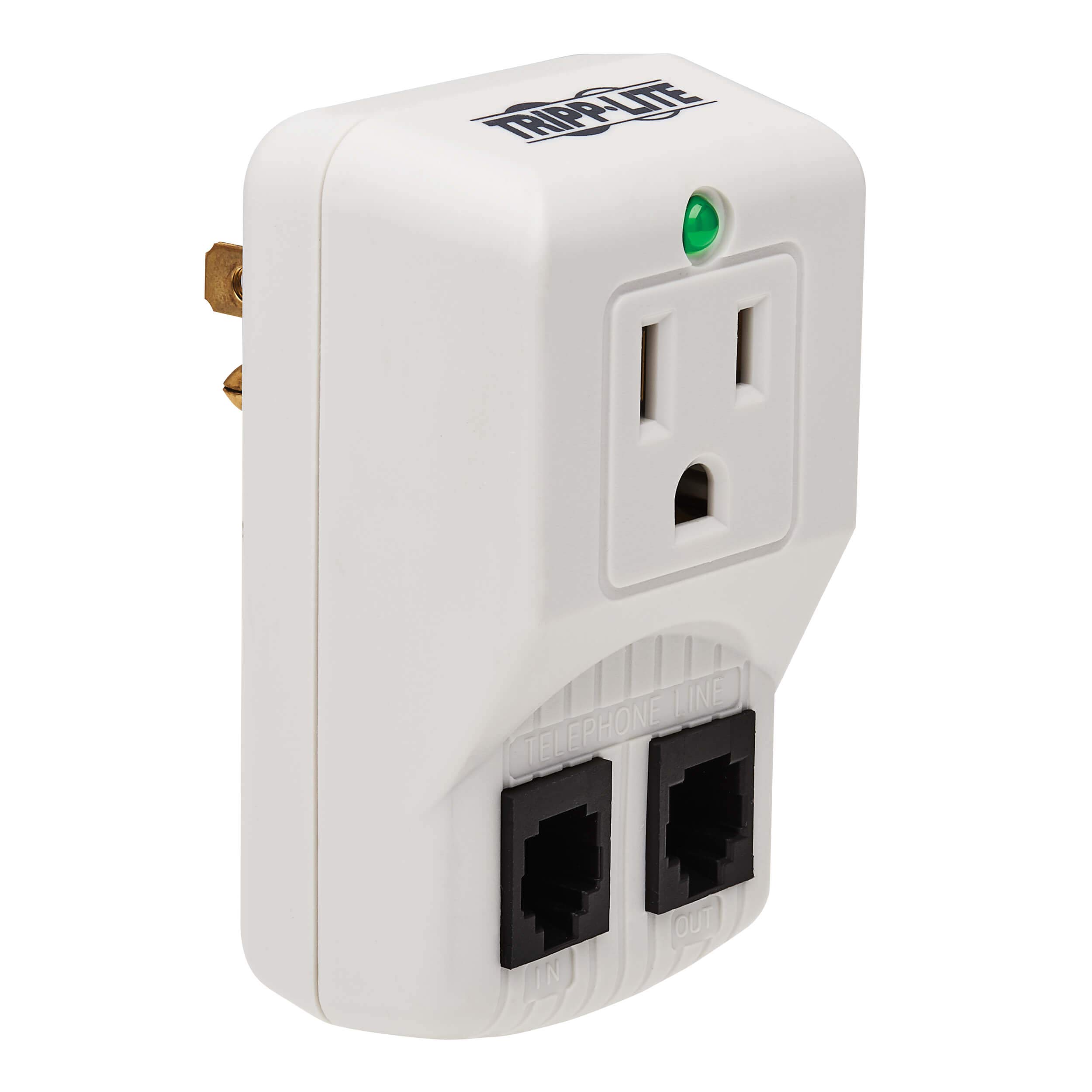 Tripp Lite 1 Outlet Portable Surge Protector Power Strip, Direct Plug in, Tel/Modem Protection