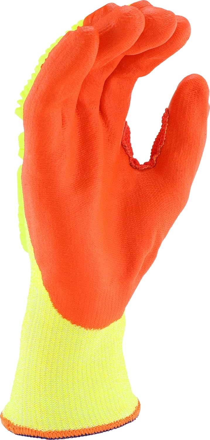 West Chester HVY710HSNFB Hi-Vis HPPE Nitrile Palm Coated Gloves – Medium, Yellow/Orange