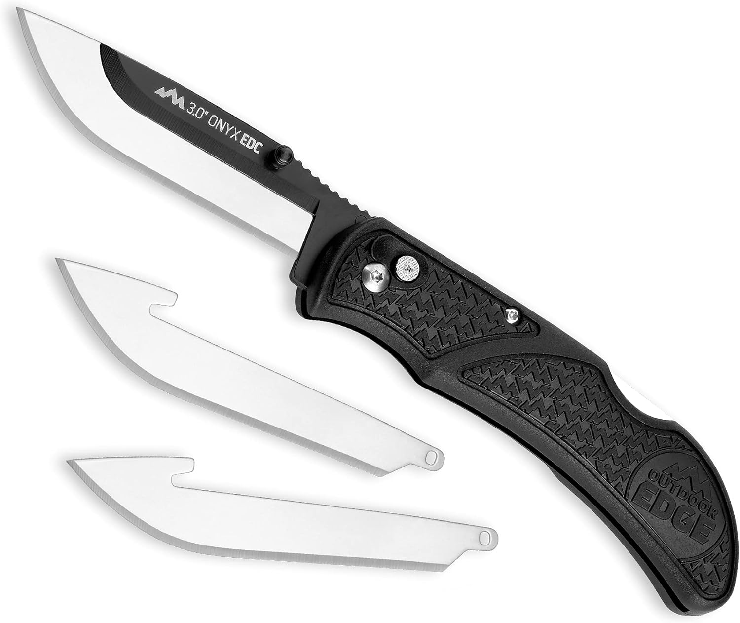 OUTDOOR EDGE Onyx EDC Folding Pocket Knife — Replaceable Blade System, Lockback and Pocket Clip