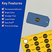 Avery Printable Round Labels, 3/4 in, Bright Yellow, Sure Feed Technology