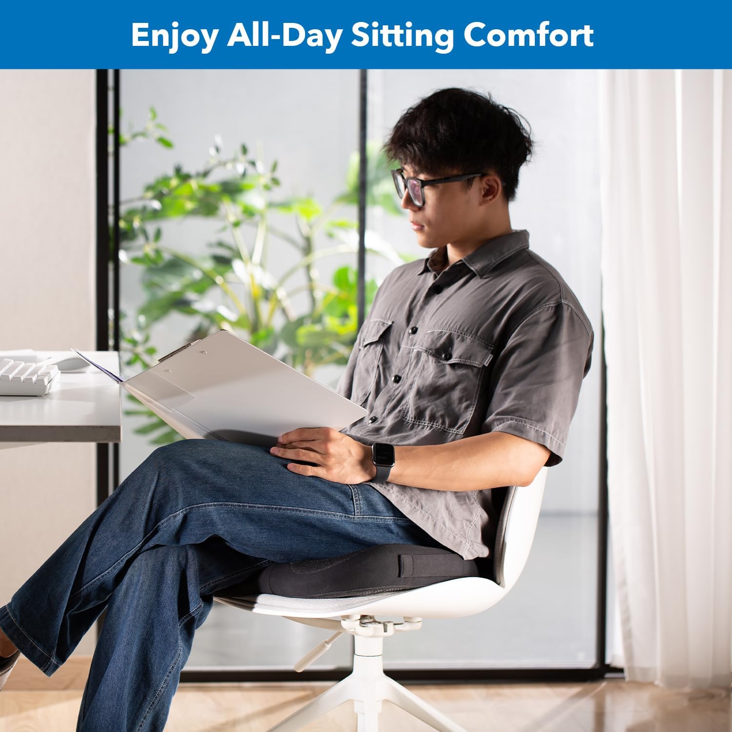 Mount-It! Office Seat Cushion, Premium Ergonomic Memory Foam with Cooling Gel