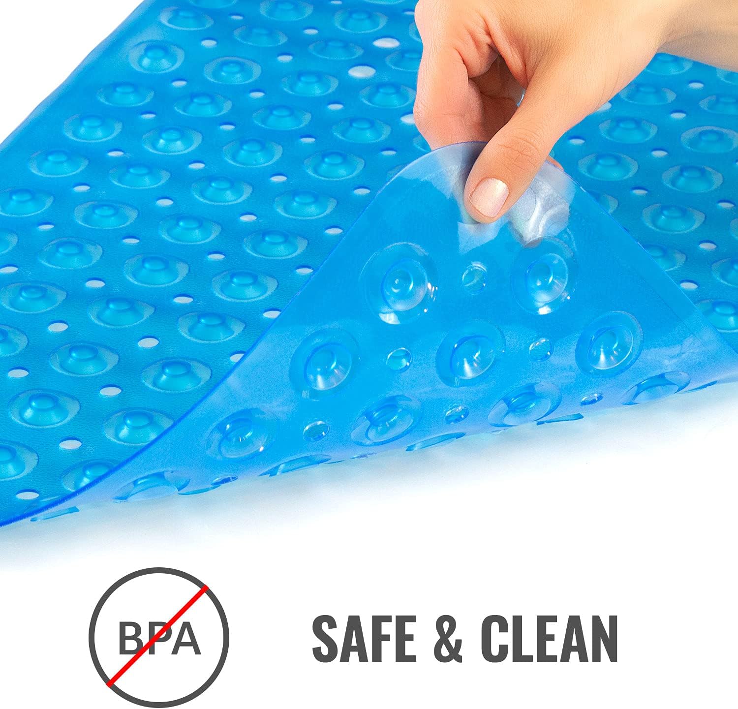 HealthSmart Bath Mat Extra Large No Slip Shower & Bathtub Mat with Suction Cups and Drain Holes for Anti-slip Grip