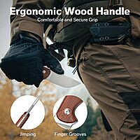 CIVIVI Timberbark Fixed Blade Knife with Kydex Sheath & Clip, 3.2" 14C28N Blade Wood Handle with Lanyard