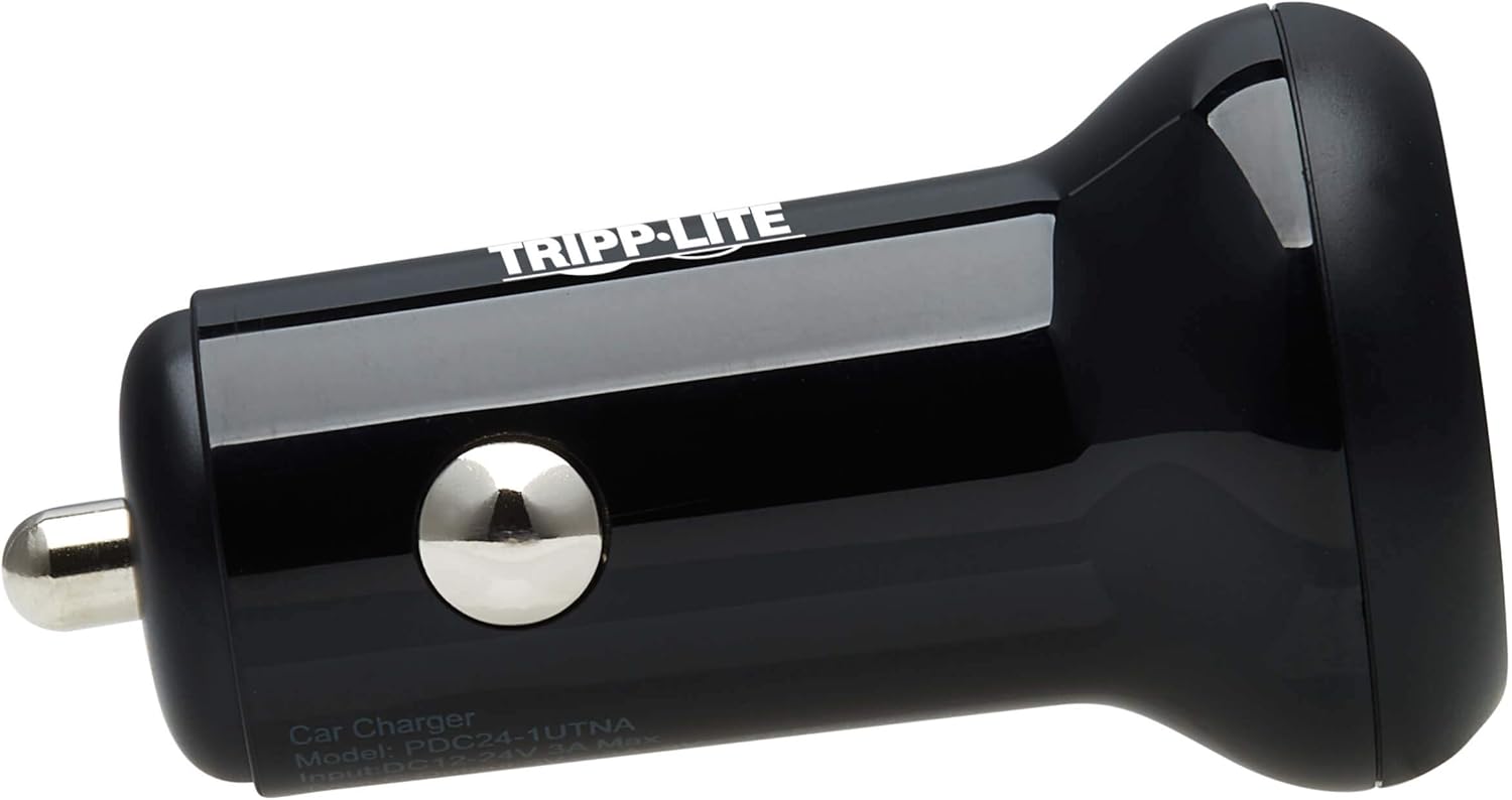 Tripp Lite USB Car Charger, 24W Dual Port USB Car Charger, USB-C 24W PD 3.0, USB-A 24W QC 3.0, Black (U280-C02-24W-1B)