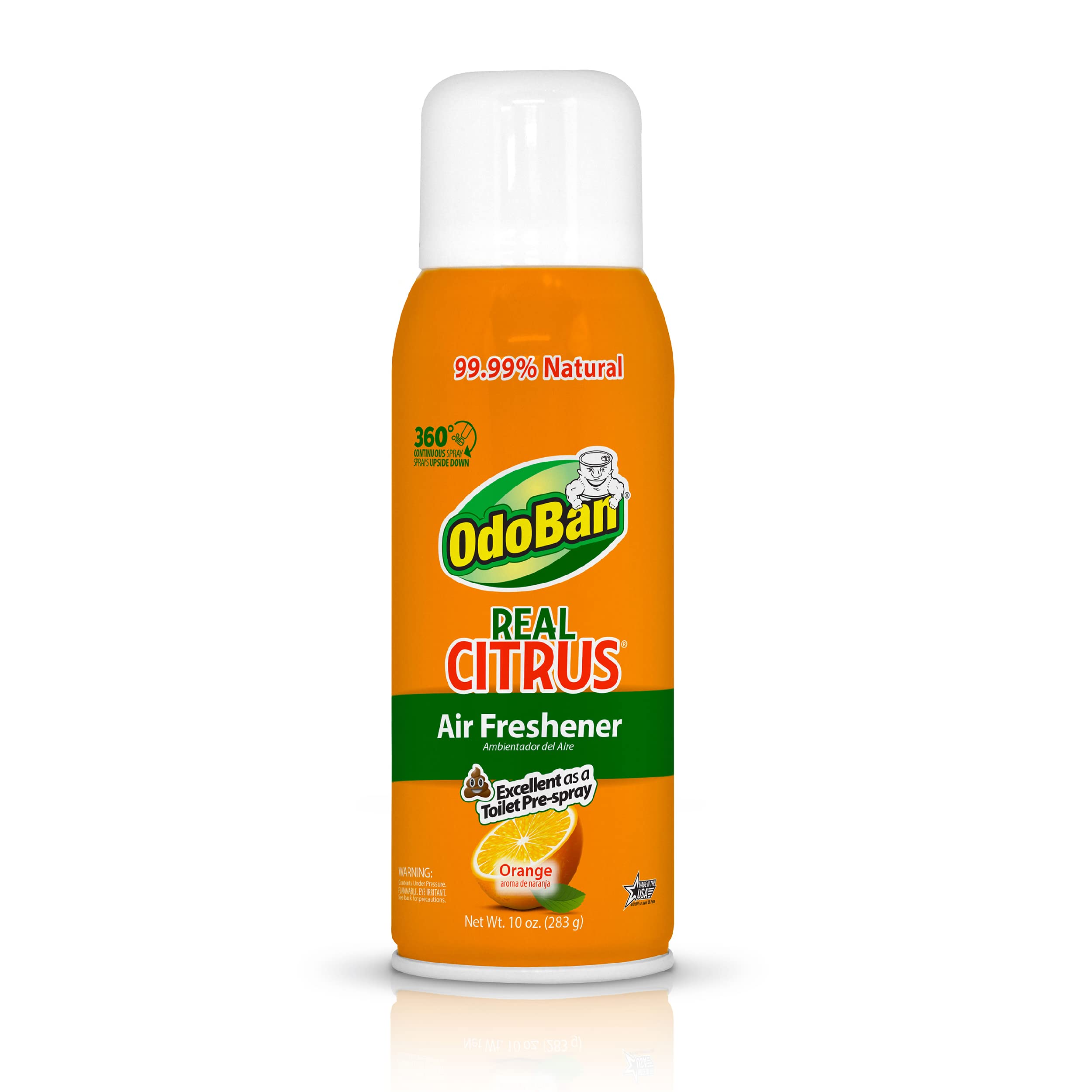 OdoBan Aroma Eliminator, 360-Degree Continuous Spray Natural Oil Real Citrus Air Freshener, Toilet Spray, Made in the USA