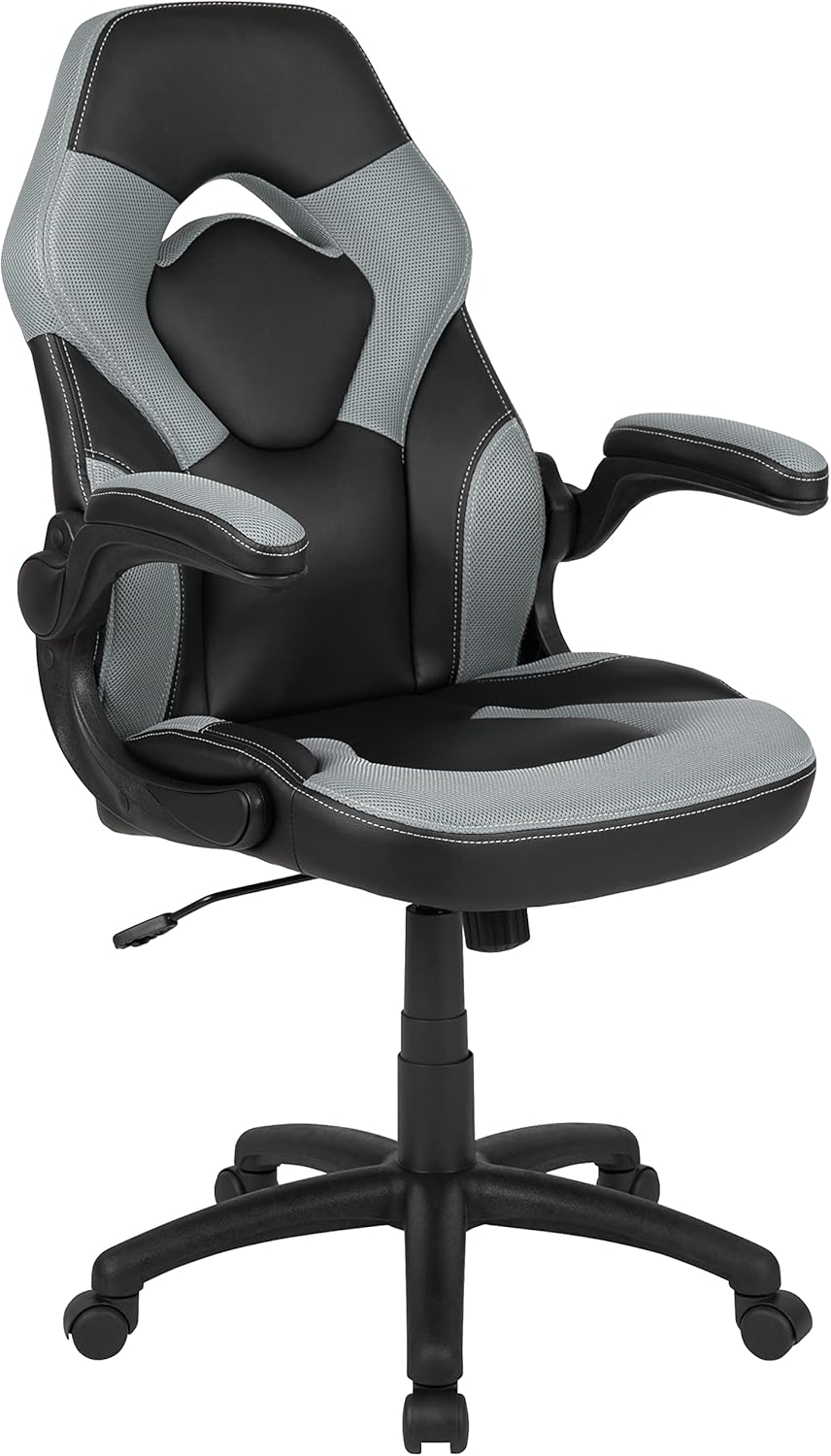 Flash Furniture X10 High-Back LeatherSoft Racing Style Gaming Chair with Flip-Up Arms