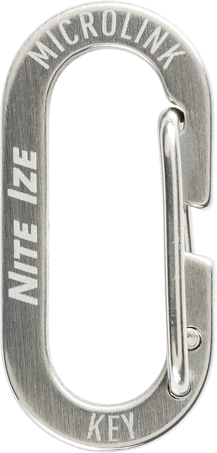 Nite Ize MicroLink Carabiner, Stainless Steel Mini Key Rings for Keys Fobs MultiTools and More, 4 Pack