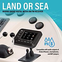 BOSS Audio Systems Marine Gauge Receiver - Weatherproof Bluetooth Digital Media Receiver