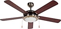 Black+Decker BCF5211 52-Inch 5-Bladed Pull Chain Brushed Nickel Ceiling Fan - 5 Blades - 52in Diameter - 3 Speed - Adjustable Airflow - Glass, Nickel