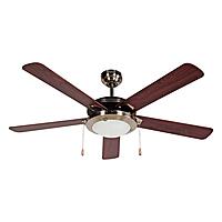 Black+Decker BCF5211 52-Inch 5-Bladed Pull Chain Brushed Nickel Ceiling Fan - 5 Blades - 52in Diameter - 3 Speed - Adjustable Airflow - Glass, Nickel