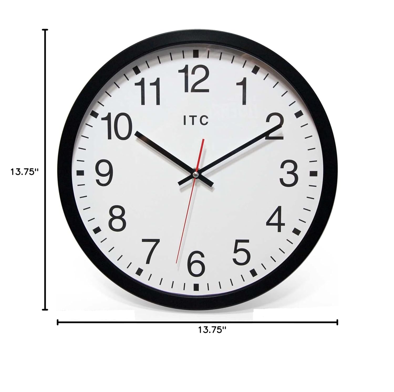 Infinity Instruments 14 inch Shatter Resistant Round Non-Ticking Silent Battery Operated Easy to Read Clock for Office
