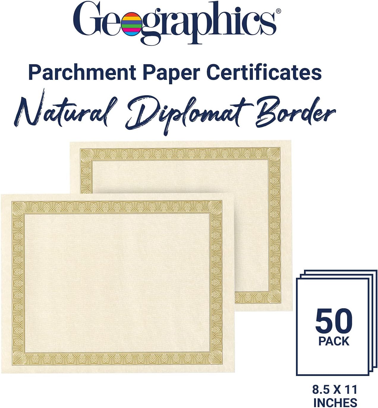 Geographics Diplomat Printable Certificates - 24 lb Basis Weight - 11" Width x 8.5" Length - Inkjet