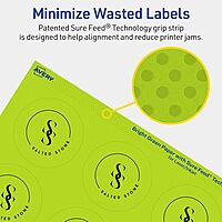 Avery Printable Round Labels, Sure Feed Technology, 2-1/4" Diameter, Bright Green, Print-to-the-Edge, Laser/Inkjet Printable