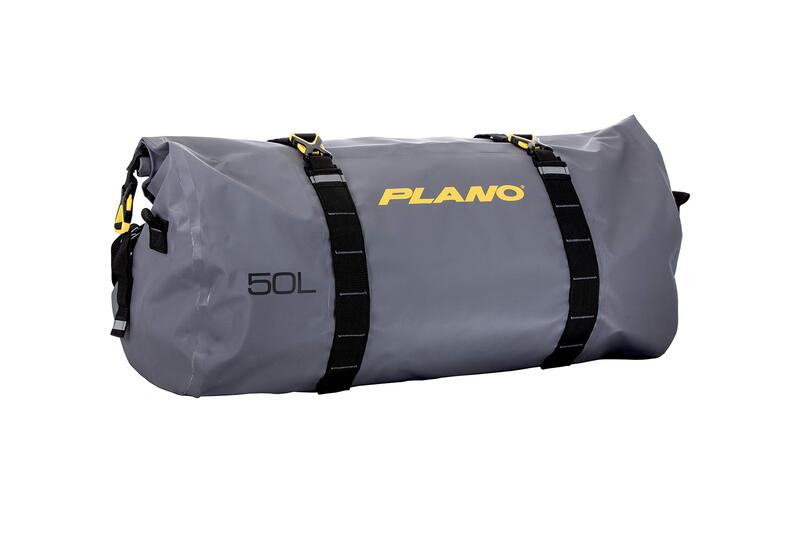 Plano Z-Series Roll-Top Waterproof Duffel with Backpack Straps, Gray with Yellow Accents, 500D PVC Fabric Fishing Dry Bag
