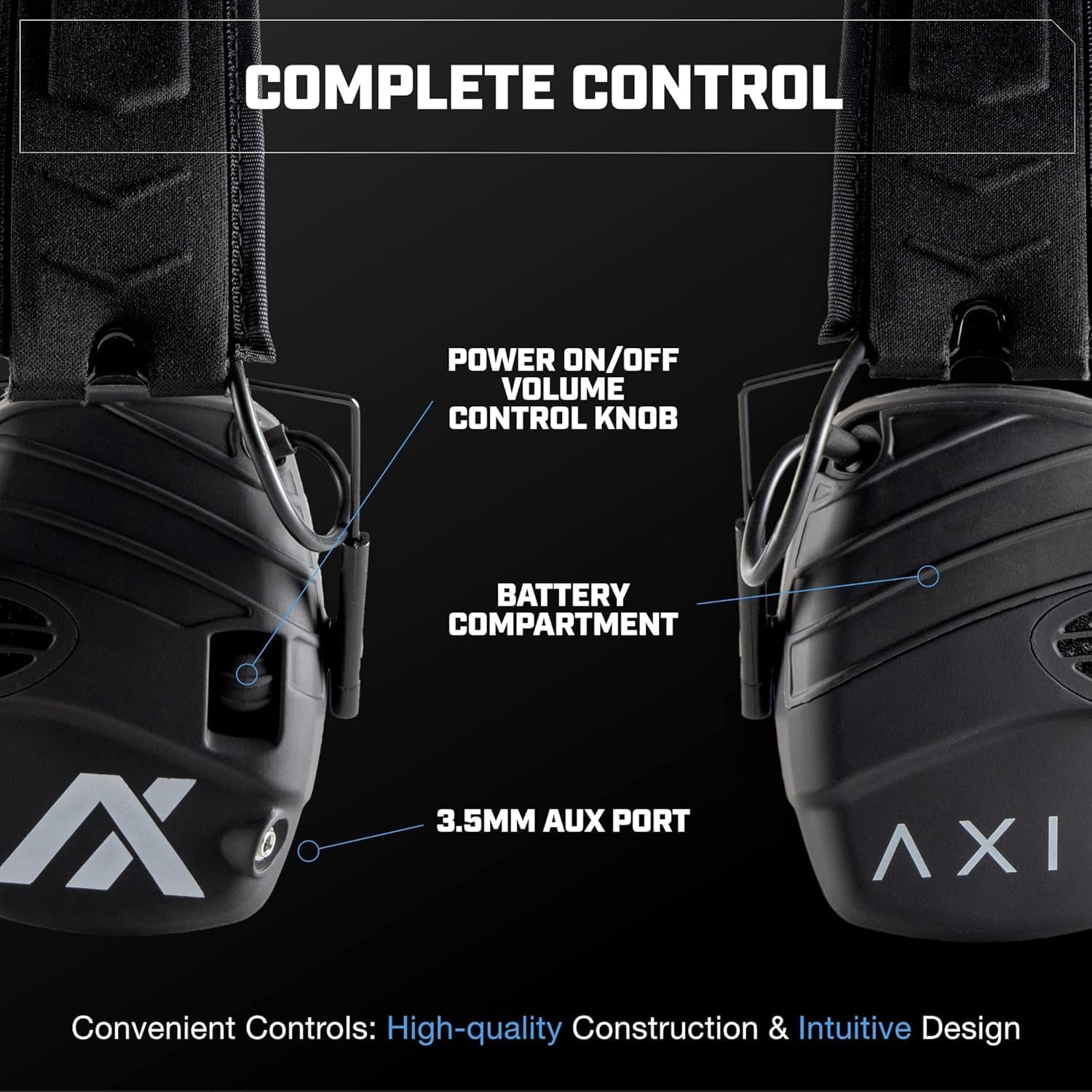 Axil TrackR Electronic Tactical Headmuffs Black