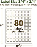 AVERY EcoFriendly Matte White Recycled Square Labels, 3/4" x 3/4", Print-to-The-Edge