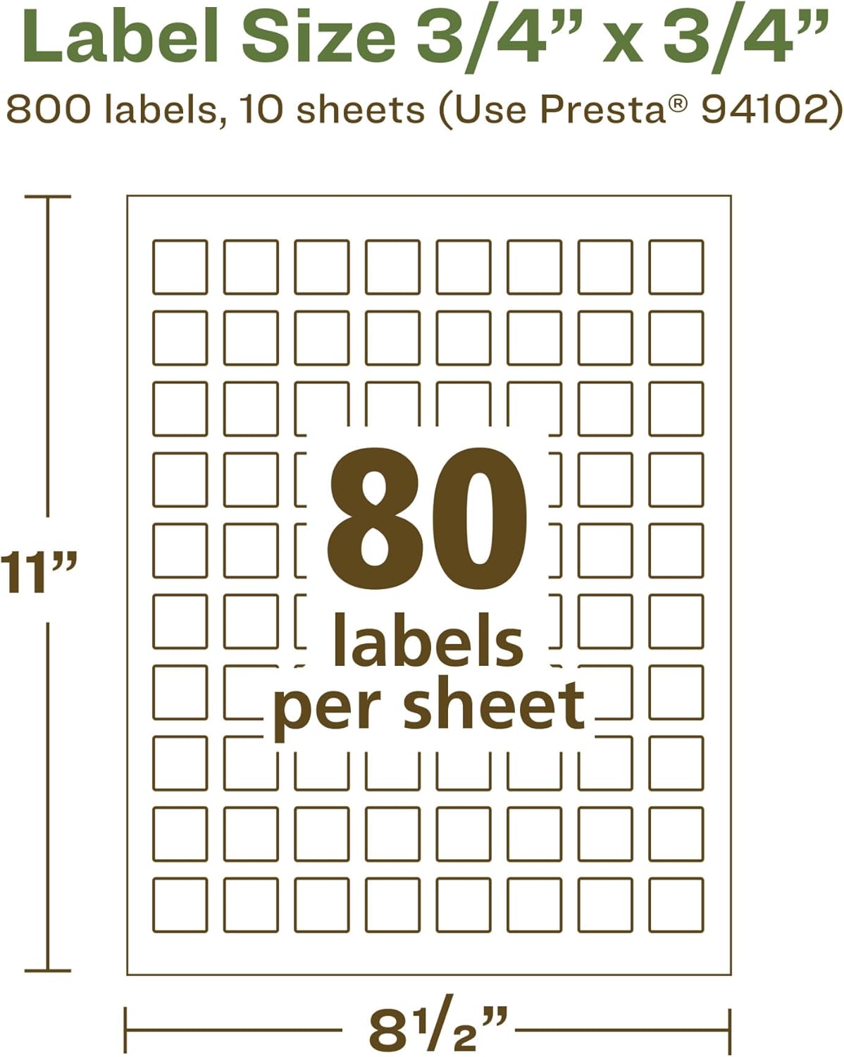AVERY EcoFriendly Matte White Recycled Square Labels, 3/4" x 3/4", Print-to-The-Edge