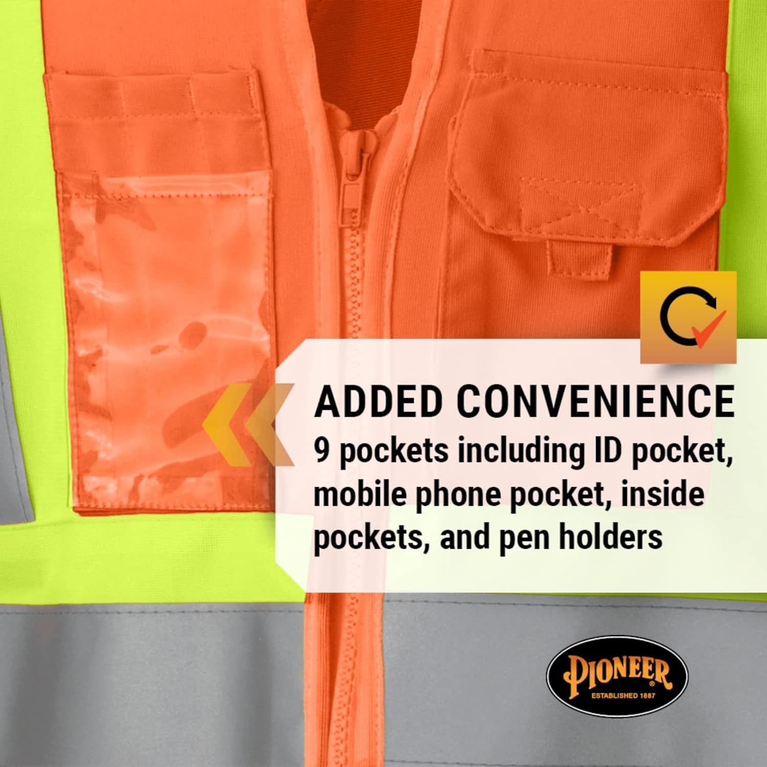 Pioneer Safety Vest for Women With Pockets - Hi-Vis Reflective Tape