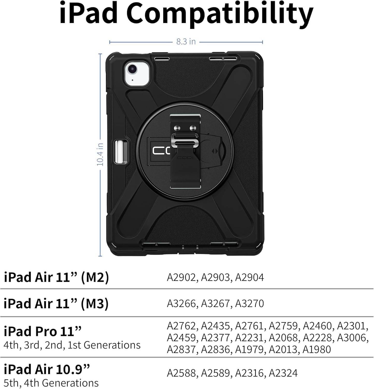 CODi Rugged Case for iPad Air 11" (M3, M2), iPad Pro 11" (4th-1st Gen), iPad Air 10.9" (5th,4th Gen) | 360° Protection