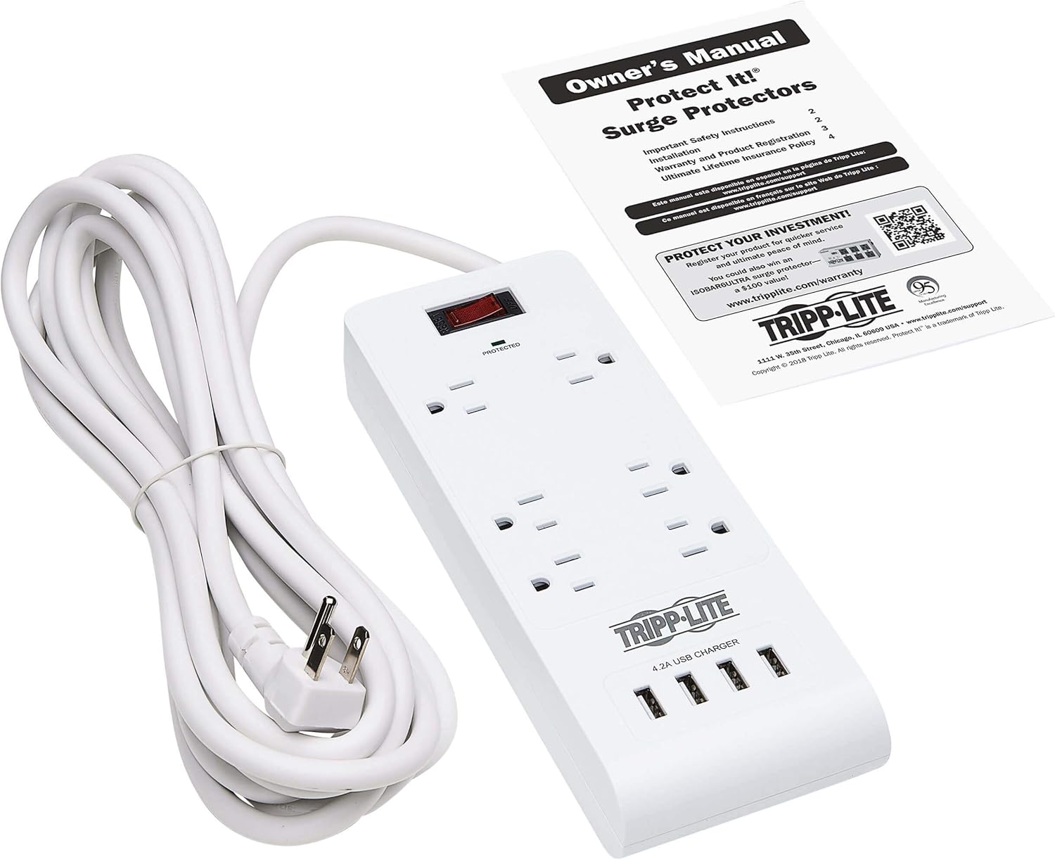 Tripp Lite Surge Protector Power Strip with USB Charging