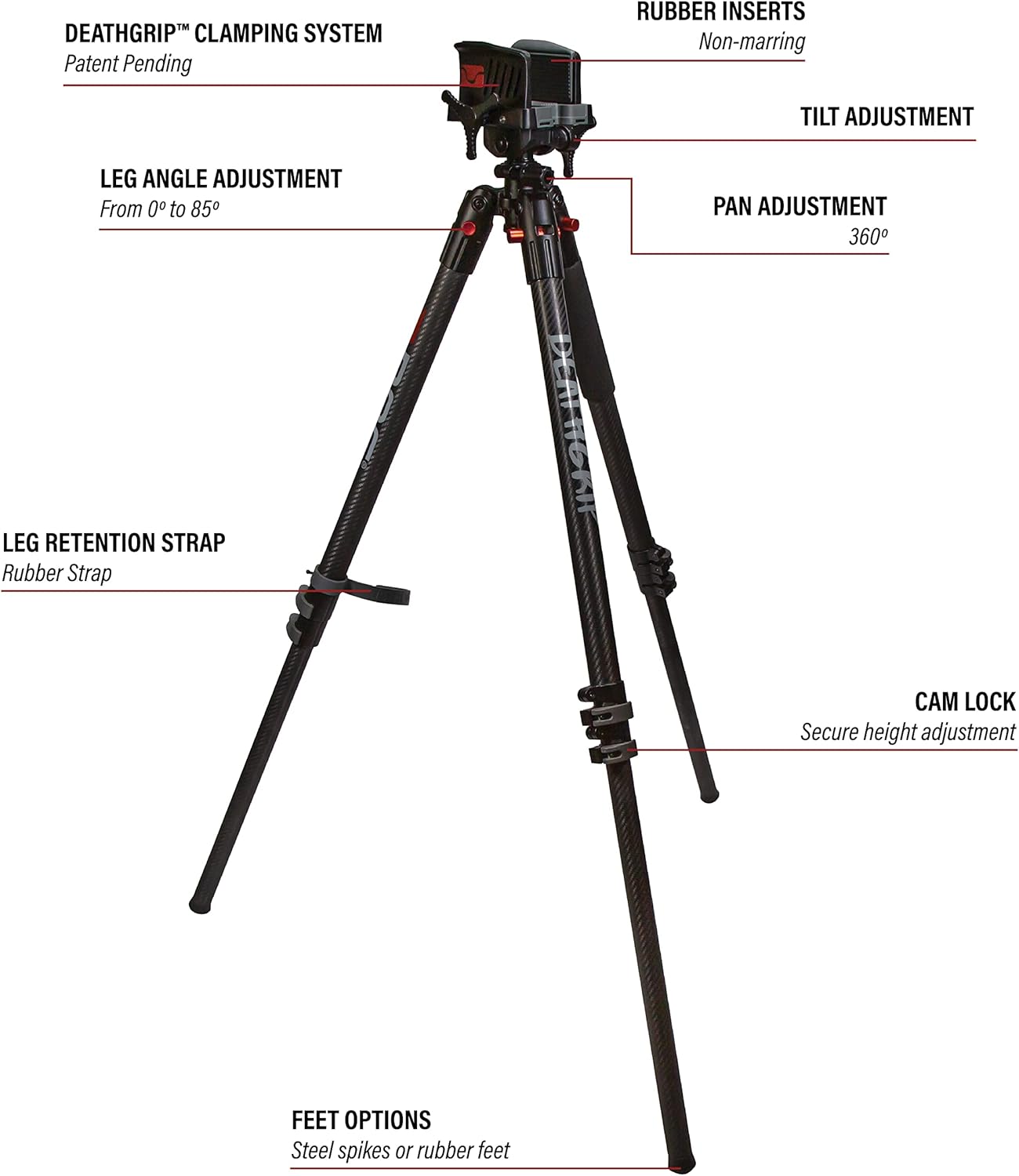 BOG DeathGrip Mossy Oak Bottomland Camo Tripod with Durable Aluminum Frame, Lightweight, Stable Design, Bubble Level