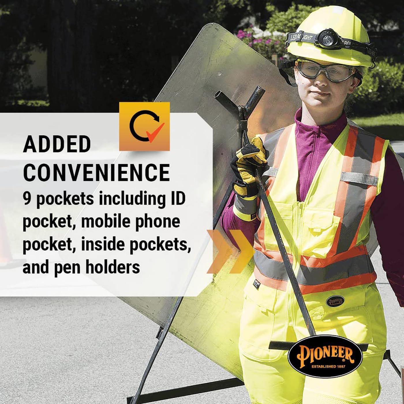 Pioneer Safety Vest for Women With Pockets - Hi-Vis Reflective Tape