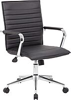 Boss Office Products Sleek Ribbed Vinyl Task Chair, Black