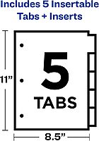 Avery 5-Tab Binder Dividers, Insertable Multicolor Big Tabs, 1 Set (11121) Dividers 1 Pack