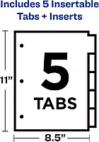 Avery 5-Tab Binder Dividers, Insertable Multicolor Big Tabs, 1 Set (11121) Dividers 1 Pack