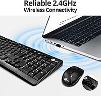 SIIG Jk-WR0T12-S1 Standard Size 102Key Wireless Keyboard with 3Button Wireless Optical Mouse, Black 102-key