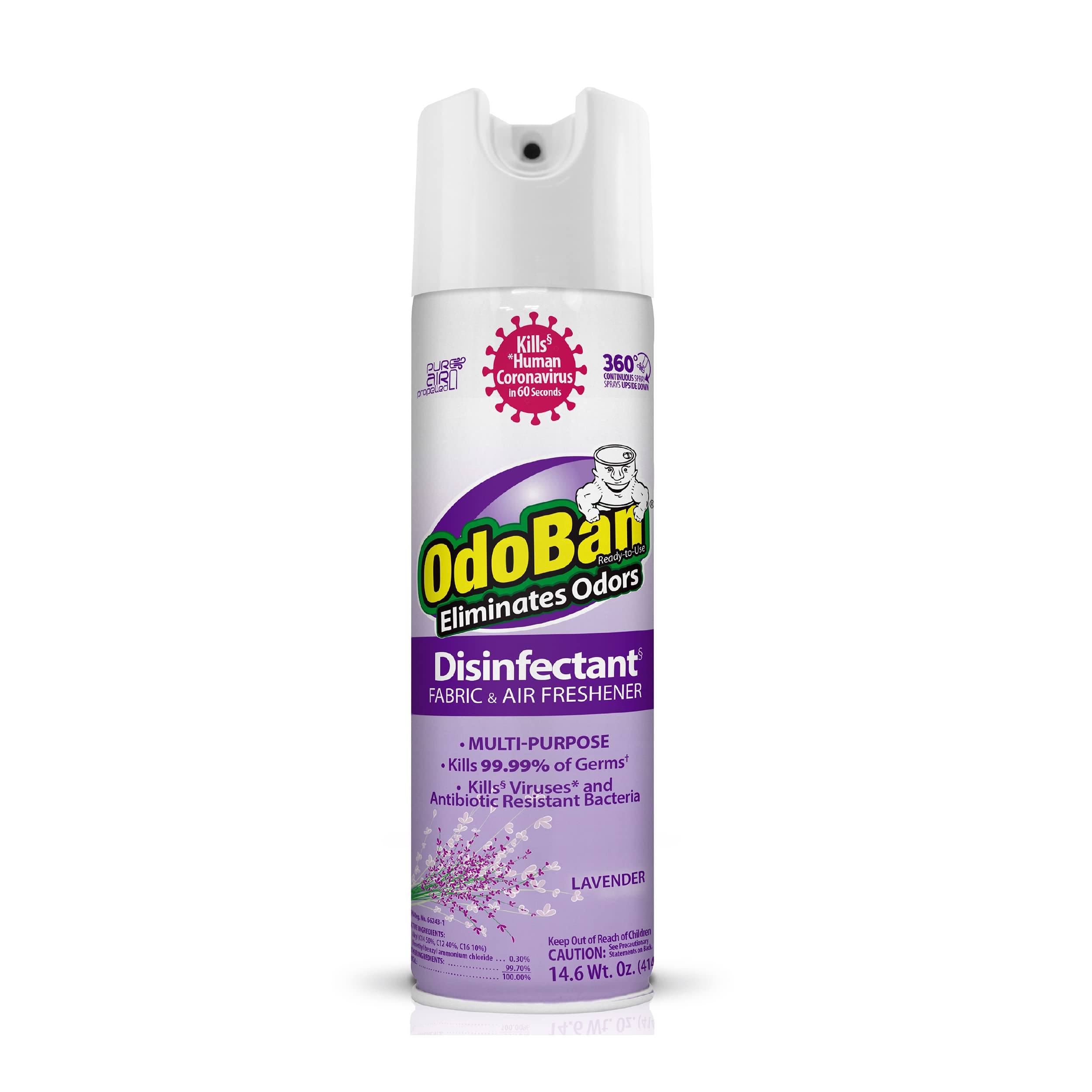 OdoBan Ready-to-Use 360-Degree Continuous Spray Disinfectant & Harsh Aroma Eliminator, Fabric and Air Freshener