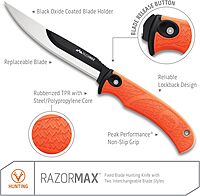 OUTDOOR EDGE RazorMax Replaceable Fixed Blade Hunting Knife with Drop-Point & Boning/Fillet Blades