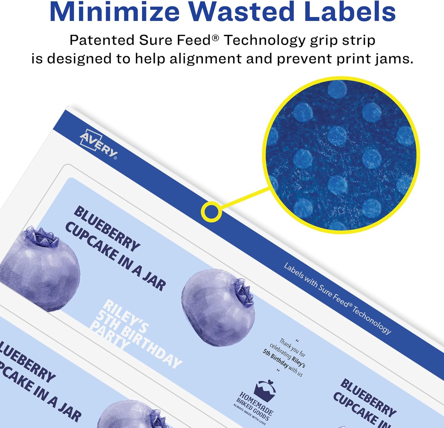 Avery Matte White Removable Rectangle Labels, Sure Feed Technology, Print-to-The-Edge, 2.5" x 7", 45 Removable Labels
