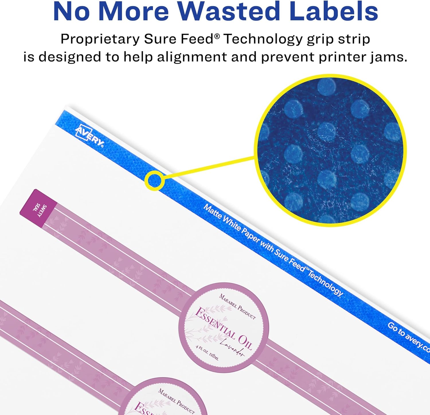 Avery Matte White Wraparound Band Labels, Sure Feed Technology, 1.5" x 7.75", Cigar Band Labels, Print-to-The-Edge - 811108