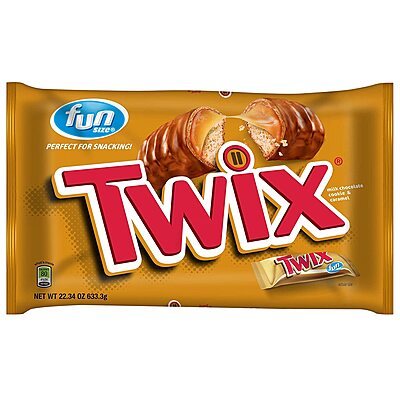 Twix Caramel Fun-Size Candy, 10.83 Oz Bag, Pack Of 4 Bags