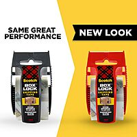 Scotch Box Lock Packing Tape, Clear Packaging Tape, Extreme Grip Box Tape for Holiday Shipping, 1.88 in. x 22.2 yd., 6 Tape Rolls with Dispensers