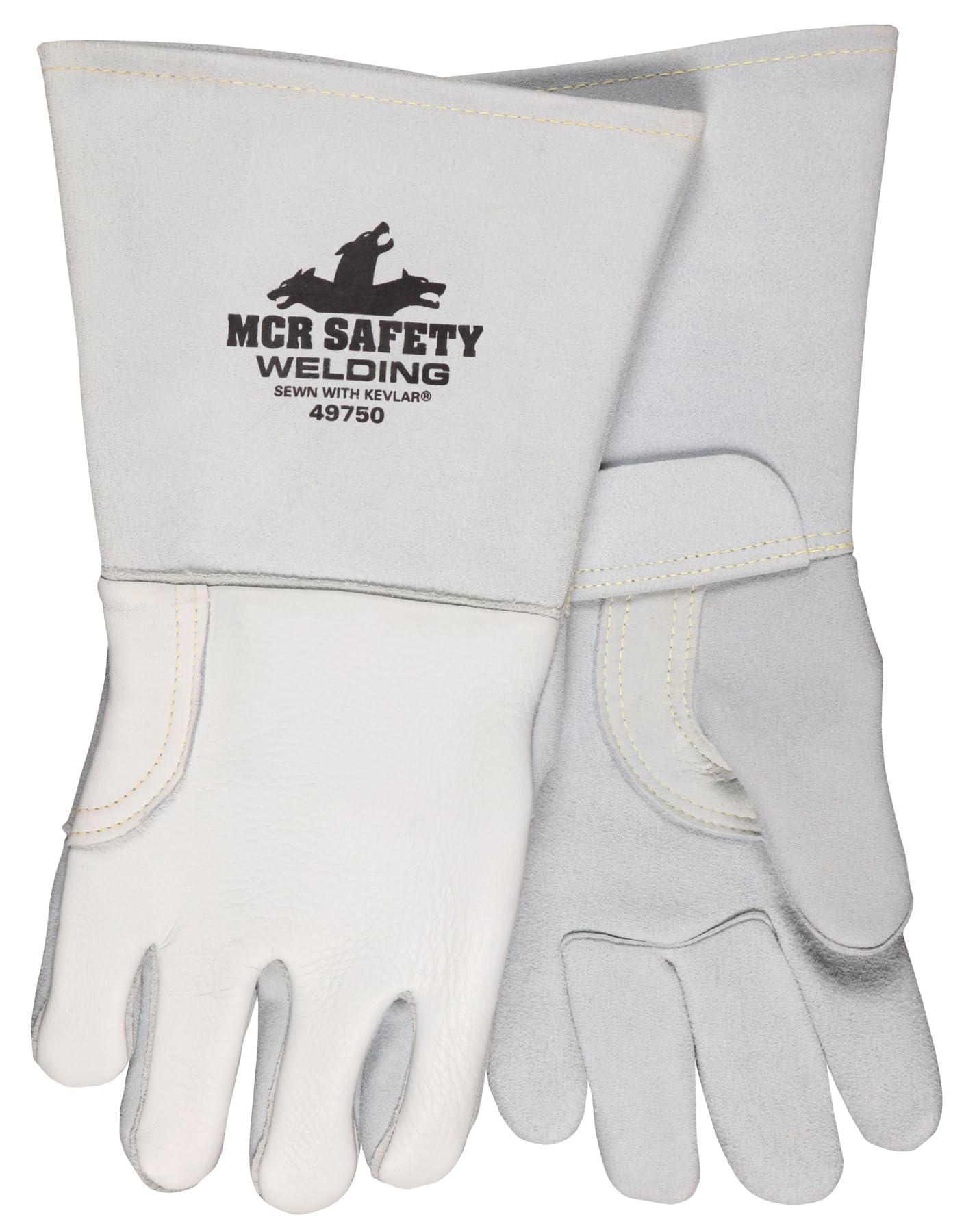 MCR Safety 49750 Premium Pearl Gray Elkskin Welding Gloves Sewn with DuPont Kevlar