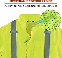 Ergodyne Standard Class 3 Hi-vis Rain Jacket Black Bottom Large