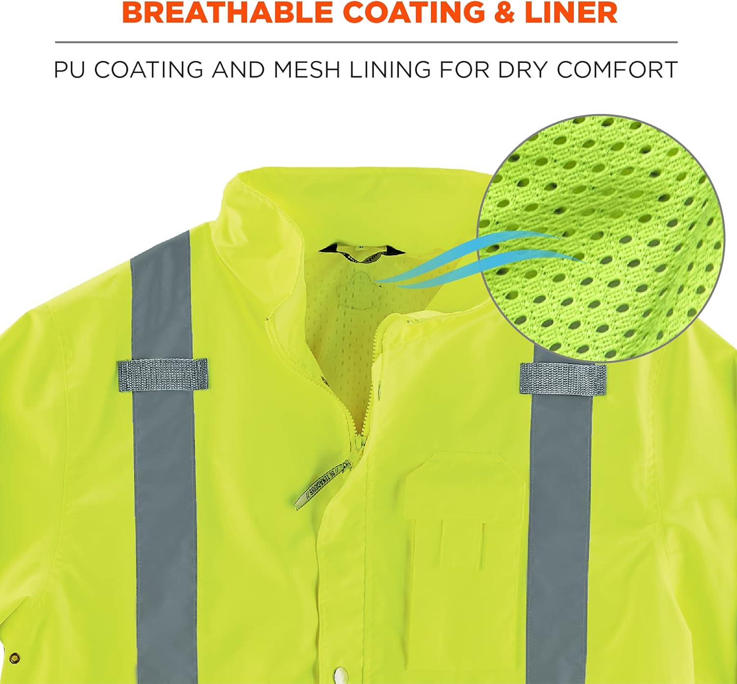 Ergodyne Standard Class 3 Hi-vis Rain Jacket Black Bottom Large