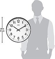 Infinity Instruments 19 inch Large Round Non-Ticking Silent Battery Operated Easy to Read Clock for Office, Classroom, School, Black