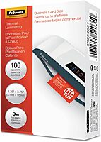 Fellowes Glossy Pouches - Business Card, 5 mil, 100 pack (52031), Clear