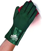 MCR Safety 6412 Memphis 12" Premium Double Dipped PVC Nitrile Reinforced Gloves, Jersey Lined with Sandy Finish, Large