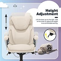 Serta Bryce Executive Office Chair, Ergonomic Computer DeskChairs with Patented AIR Lumbar Support, Bonded Leather, Cream White