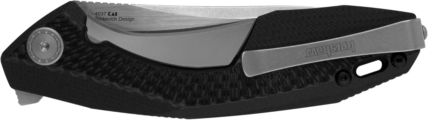 Kershaw Tumbler Folding Pocket Knife, 3.25 Inch Blade with Manual Open, Sub-Frame Lock (4038), Black