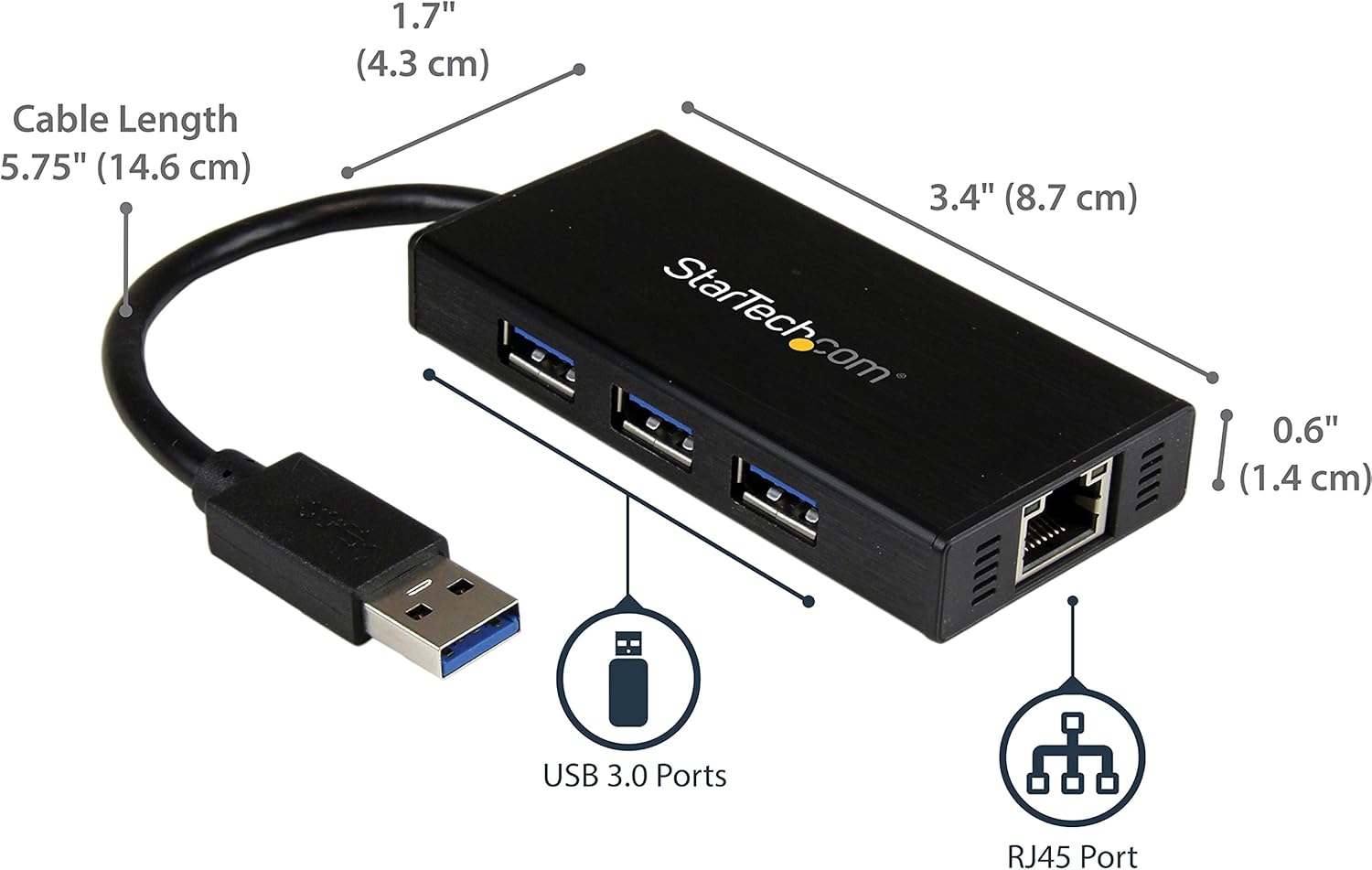 StarTech.com USB 3.0 to Gigabit Ethernet Adapter with USB 3.0 Hub