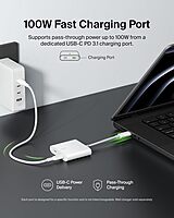 Belkin USB C Splitter - Dual Port Hub - 1 x USB-C 3.2 Gen2 Port & 1 x 100W PD Port