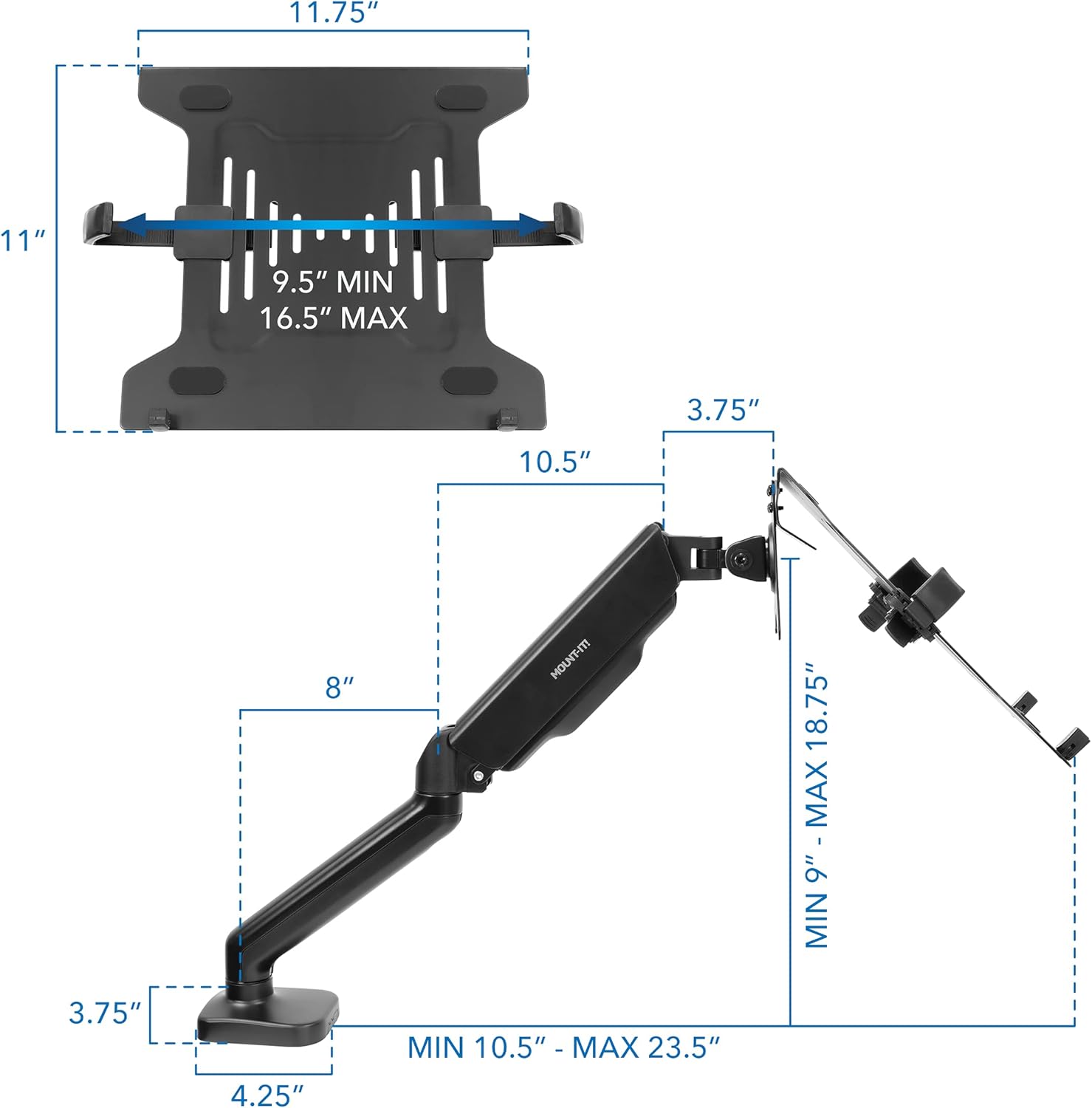 Mount-It! Height Adjustable Laptop and Monitor Desk Mount