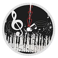 Black White Music Note Printed Christmas Tree Skirt 30 Inch - Thick Xmas Tree Skirt with Tassel for Indoor Outdoor Xmas Tree